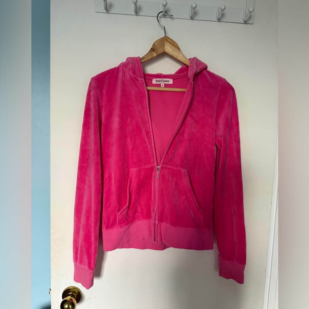 Vintage Juicy Couture love Canada Hot Pink Velour Zip Hoodie and pants set